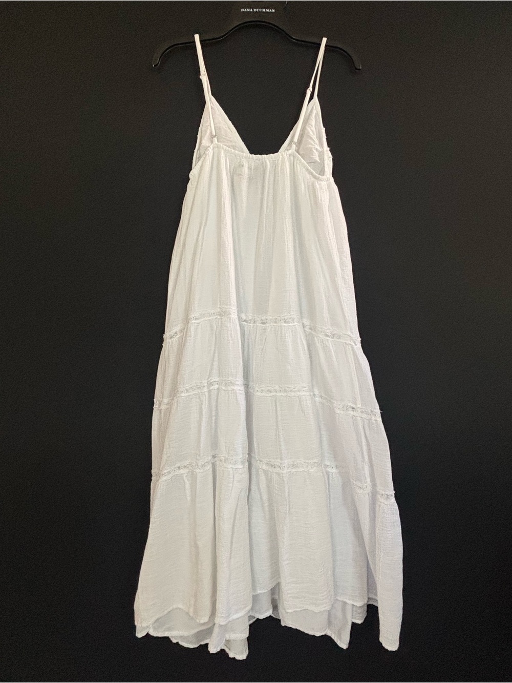 Zara White Maxi Dress XS Tiered Spaghetti Strap Lace Trim Boho Beach Vacation - Picture 3 of 7